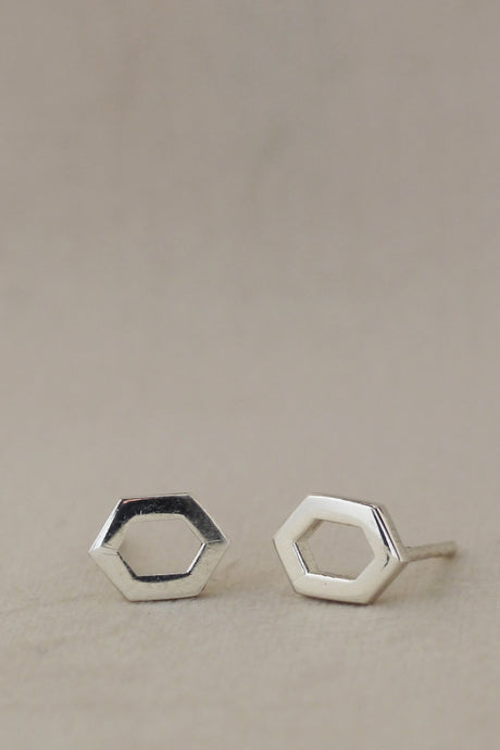 Pendientes de plata con forma de hexagono